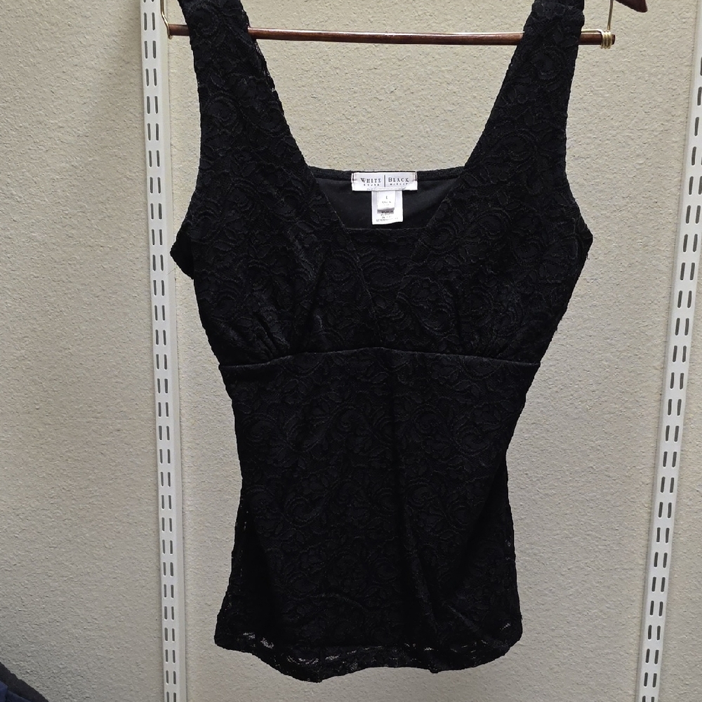 White House Black Market Black Lace Sleeveless Blouse
